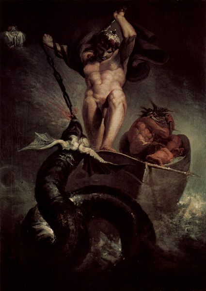 Thor luchando contra Jörmundgander, pintura de Henry Fuseli, 1788.